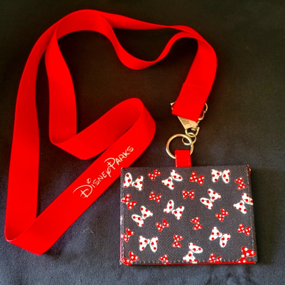Minnie Mouse Bows Disney Lanyard/ID Cardholder, NWT